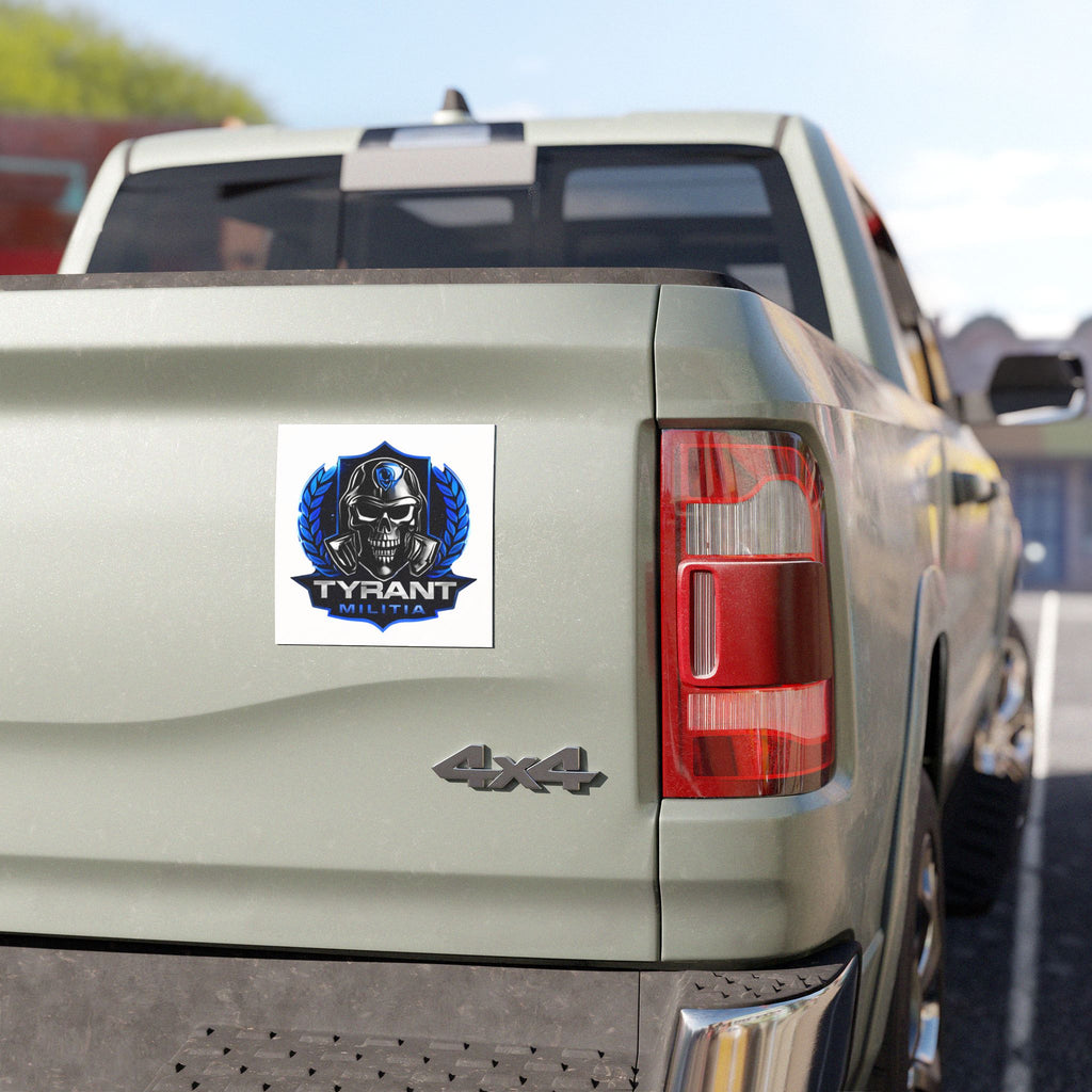Tyrant Militia Skull Car Magnet — Blue Tactical Emblem
